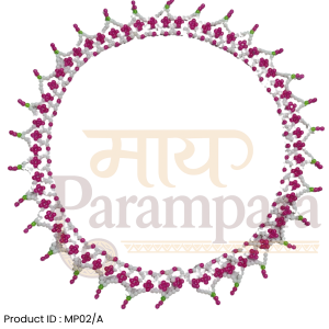 Mahirapi Round Beaded Thali Base – Pink & White Variation