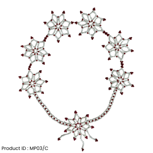 Mahirapi Round Beaded Thali Base (Star Motif) – White, Red & Green Variation